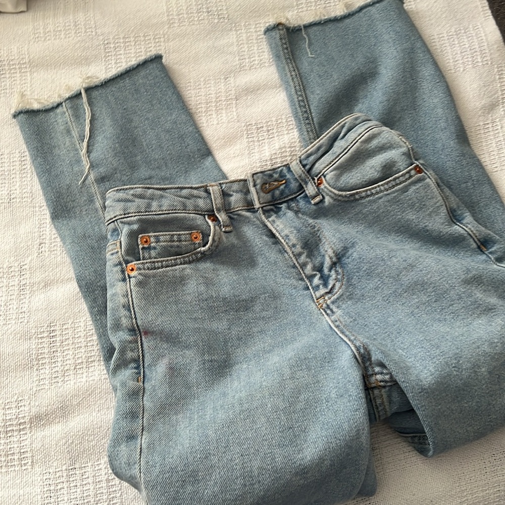 Topshop 25 Raw Hem Crop Straight Leg Jeans - Picture 7 of 8